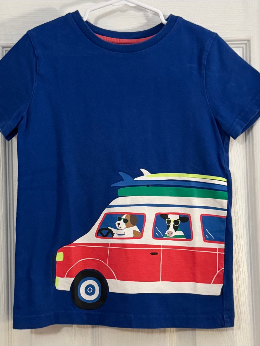 Mini Boden Boy Royal Blue Tee with Red Surf Van Graphic Short Sleeve